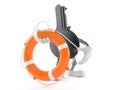 Door key character holding life buoy Royalty Free Stock Photo