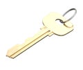 Door key with ring isolated on white background. 3d render image Royalty Free Stock Photo