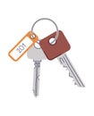 Door keys with tag. Keys to hotel room. Royalty Free Stock Photo