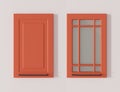 Door for kitchen cabinets salmon pink 3D rendering