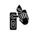 Door knob disinfection black glyph icon