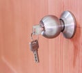 Door knob locks with keys. Royalty Free Stock Photo