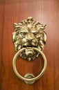 Door knocker on the doors with small depth of field Royalty Free Stock Photo