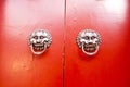 Door knocker in the shape of the lion Royalty Free Stock Photo