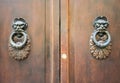 Door Knockers on a door, Siena, Tuscany, Italy Royalty Free Stock Photo