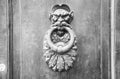 Door Knockers on a door, Siena, Tuscany, Italy (black and White) Royalty Free Stock Photo