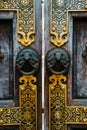 Door and knockers at the Thien Tru Temple near the Perfume Pagoda in Northern Vietnam