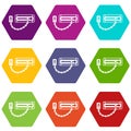 Door latch icons set 9 vector
