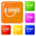 Door latch icons set vector color