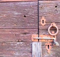 Door with lock and circle to knock Royalty Free Stock Photo
