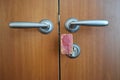 Door locked by seal Royalty Free Stock Photo