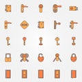 Door locks, keys icons Royalty Free Stock Photo