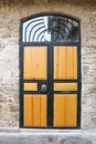 Doors in wall with stone laying