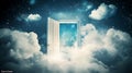 A door is open in a cloud of white and blue Royalty Free Stock Photo