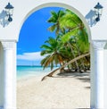 Door open palm beach the Caribbean sea Dominican Republic