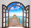 Door open palm beach the Caribbean sea Dominican Republic