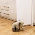 Door open stand dog toy Royalty Free Stock Photo