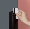 Door opening by means of the plastic magnetic car Royalty Free Stock Photo