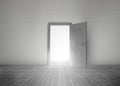 Door opening to reveal bright light Royalty Free Stock Photo