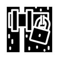 door padlock glyph icon vector illustration