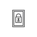 Door padlock line icon