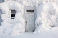 door partially covered by snowdrift