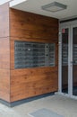 Door Phone Panel with Multiple Mail boxes at Building Entrance