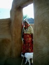 At the door of Rural Women& x27;s Raw House, Bikaner, Rajasthan, India