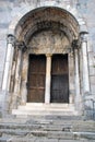 Door of Sainte Marie Cathedral in Saint Bertrand de Comminges Royalty Free Stock Photo