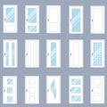 Door, set of white doors with glass. Vector illustration Royalty Free Stock Photo