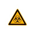 Door sign of biohazard, dangerous contamination as viral, bacterial or fungi, details, closeup, isolated at white background