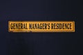 Door sign general manager`s residence Royalty Free Stock Photo