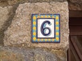 Door sign number 6 Royalty Free Stock Photo