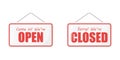 Door signs open and closed in flat Royalty Free Stock Photo