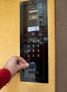 On-door speakerphone. Door opening by means of the electronic chip. Royalty Free Stock Photo