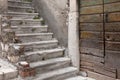 Door and stairway of abandoned mediterranean house