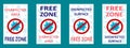 Door sticker disinfected, clean zone from the deadly COVID 19 virus. Design templates for a safe free zone from