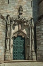 Door and stone decoration spiraling column in a Cathedral Royalty Free Stock Photo