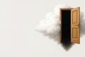 A door to blackness that opens through the clouds. Space for text. Royalty Free Stock Photo