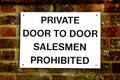 Door to Door Salesmen Prohibited Sign