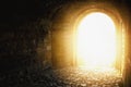Door to Heaven. Arched passage open to heaven`s sky.Light at end of the tunnel. Light at end of the tunnel. Royalty Free Stock Photo