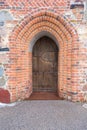 Door to the medieval, stone Church, Hollolan Kirkko, Hollola, Finland.