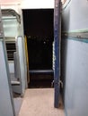 door of a train run by Indian railways at night Royalty Free Stock Photo