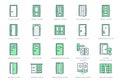 Door types line icons. Vector illustration include icon - sliding, french, folding, bifold, flush, arch, swing