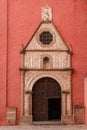 Door of the typical colonial church in Huichapan Royalty Free Stock Photo