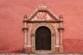 Door on the typical colonial church in Huichapan Royalty Free Stock Photo