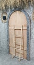door variation with a small wooden ladder to beautify the appearance