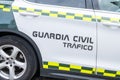 detail of a vehicle of the Guardia Civil de Trafico, traffic police. Spain Royalty Free Stock Photo