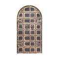 The door of a vintage church in the Old Russian style in a red brick wall, isolated on a white background Royalty Free Stock Photo