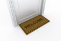 Door with welcome doormat Royalty Free Stock Photo